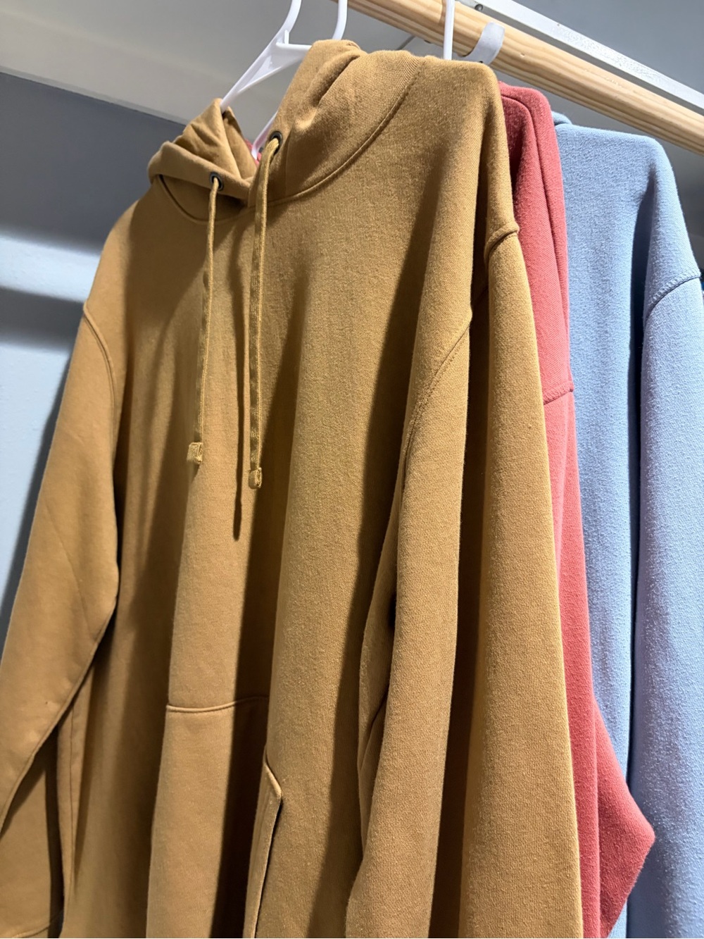 Lot of 3 Men’s XL Hoodies Brown, Coral, Blue